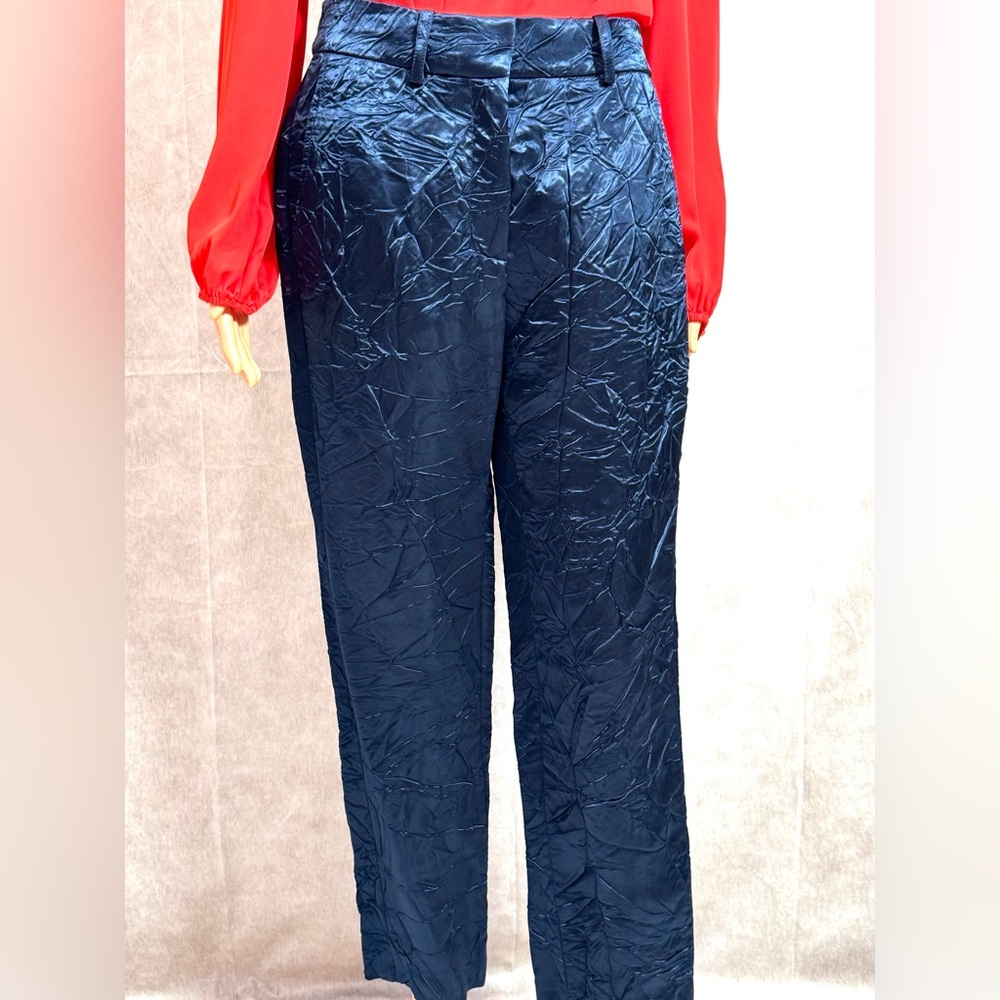 Sies Marjan Navy Wrinkled Cropped Ankle Pants